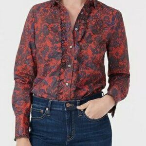 J. Crew Collection Shirt 2 Scallop Ruffle Button Up Perfect NWT